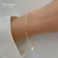 YIRAN Jewelry Modian Classic Basic 925 Sterling Silver Mode Enkelt Guld Färg Ormlänksarmband För Kvinnor Länkarmband Fina Smycken