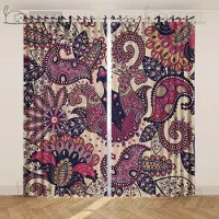 Yiran Furniture Franska Gardiner Blomma Fågel Indisk Vintage Eddies Stort Tryck Gardiner Exotiska Vardagsrum Sovrumsgardiner Fri Frakt Ringtopp 2x60Wx50H(CM)&Rod Pocket