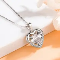 YIRAN Jewelry 925 Sterling Silver Ny Mode Smycken för Kvinnor Högkvalitativ Kristall Zirkon Ihåligt Hjärta Hänge Halsband Längd 45CM