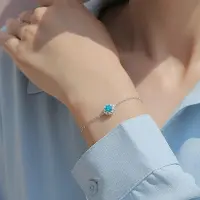 YIRAN Jewelry Serenity Day S925 Silverarmband För Kvinna Isblå Moissanit 0,5 ct Diamant Romantiska Festgåvor Flickor Cocktail Smycken gray