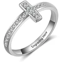 YIRAN Jewelry Personliga Korsringar i 925 Sterlingsilver För Kvinnor Kubisk Zirkonia Ringar Mode Kvinnosmycken Gåva (Ri103801 ) 8