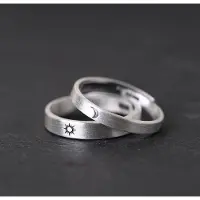 YIRAN Jewelry 2 st Kvinnlig Flickvän Sol och Måne Ring Manlig Par Sol och Måne Med Glänsande Silverring S925 Silverring