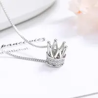 YIRAN Jewelry Nytt 925 Sterlingsilver Dam Halsband Hänge Mode Krona Mikro-Inlagd Zirkon Prinsessa Nyckelbenskedja Smycken Gåva white