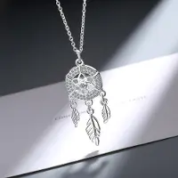 YIRAN Jewelry 925 Sterling Silver Drömfångare Fjäder Berlock Halsband Hänge Silver Drömfångare Hänge Uttalande Choker Halsband Gtlx487 white