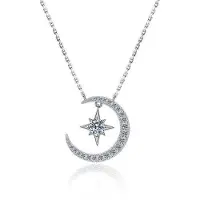 YIRAN Jewelry Äkta Vvs1 Moissanite Halsband För Kvinnor 925 Sterlingsilver Måne Stjärna 0 .3 Ct Gra Diamant Hängsmycke Halsband Brud Fina Smycken 45cm