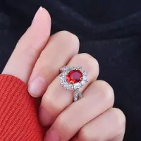 YIRAN Jewelry Sport 925 Silver Röd Rubin Ring För Kvinnor Diwenfu Cn (Ursprung )Ringar Av Silver 925 Smycken Rubin Smycken Ädelstensring Dam Låda Resizable