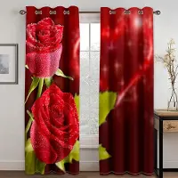 Yiran Furniture 2 paneler Röd Rosrosa Blommig Gardiner för Flickors Sovrum Golv-till-tak Fönster Kök Persienner Fönster Halvmörkläggande gardiner 2x50W100H(CM)&hook