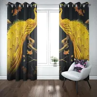 Yiran Furniture Påfågel Fönstergardin Blomma Påfågel Hög Skuggning Draperi för Vardagsrum Lyxig Rumsavdelare Vänster och Höger Tvådelad Öppning Ny W55 X H120cm X 2&Grommet Top
