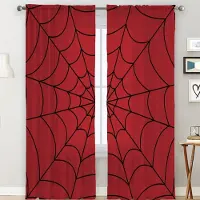 Yiran Furniture Tecknad Spindel Svart Nät Barn Halloween Fönstergardiner För Barn Sovrum Vardagsrum Badrum Kök Dörr Hall Heminredning W50 X H130(CM)X2&Grommet Top