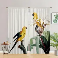 Yiran Furniture 2 st Tropisk Växt Kaktus Gardiner Lövverk Mönster Botaniskt Tryckt Gardin Stångficka Fönsterbehandling För Vardagsrum Kök 2x85W200H(CM)&rod pocket