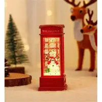 Yiran Furniture Julröd Telefonkiosk Dekoration Träd Snögubbe Jultomte Figurin Lykta Lampa Lysande Ornament Gåva för Hemfestdekor