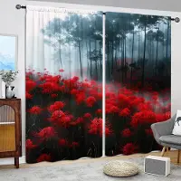 Household supplies MH 2 st Lycoris-tryckt gardin för heminredning - Stångficka Fönsterbehandling för Sovrum, Kontor, Kök, Vardagsrum och Arbetsrum 52.5cmX116cm X 2pcs