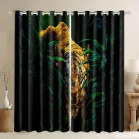 Yiran Furniture 2023 3D-tryck Skog Träd Landskap Tunna Fönstergardiner Djungel Vild Natur Botaniskt Tryckmönster för Vardagsrum Sovrum W50H60(CM)x2PCS&Grommet Top