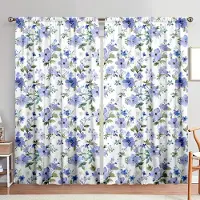 Household supplies MH 2 st Enkla och Eleganta Blå Retro Blommönstrade Tryckta Gardiner för Heminredning - Stångficka Fönsterbehandling för Sovrum 75cmX165cm X 2pcs