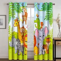 Yiran Furniture 2 st Tecknade Djur Safari Djungel Skog Fönstergardiner För Vardagsrum Barn Sovrum Kök Studierum Förskola Heminredning W50xH130(CM)x2pcs&HOOK