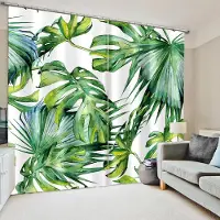 Yiran Furniture 2 st Tropisk Växt Kaktus Gardiner Lövverk Mönster Botaniskt Tryckt Gardin Stångficka Fönsterbehandling För Vardagsrum Kök 2x85W200H(CM)&rod pocket