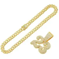 YIRAN Jewelry Hip Hop Män Kvinnor 23 Nummer Hänghalsband Iced Out Bling Kristall 13mm Kubansk Länkhalsband Choker Halsband Mode Rock Smycken Gåva