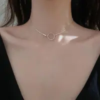 YIRAN Jewelry 925 Sterling Silver Cirkel Choker Halsband För Kvinnor Cz Fint Smycke Halsband Minimalistiska Accessoarer Gåva S -N728