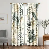 Household supplies MH 2 st Gardin med tryck av palmblad, Ficka för stång Fönsterbehandling För Sovrum Kontor Kök Vardagsrum Studier Heminredning, Rumsdekor 210x230cm