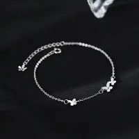 YIRAN Jewelry 925 Sterling Silver Enkelt Fjärilsarmband För Flickor Mode Unik Design Sött Romantiskt Bröllopssmycke Justerbart gray