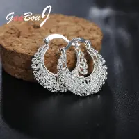 YIRAN Jewelry 925 Sterling Silver Ihåliga Blomcirkel Små Creoler För Kvinnor Sovörhängen Trend Bröllopssmycken Gåva Gaabou