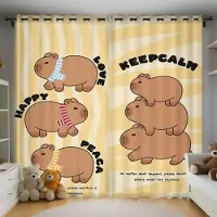 Household supplies MH Jul Kapibara Anime Vardagsrum Sovrum Gardiner För Vardagsrum Perforerade Dammtäta Mörkläggningsdraperier Kökslucka Hem 100x140cm&Grommet Top