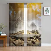 Household supplies MH Egyptisk Pyramid Smog Skira Gardiner för Vardagsrumsdekoration Fönstergardiner för Kök Tyll Voile Organza Gardiner W135 x H115cm x1