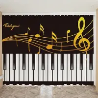Yiran Furniture 2 ST Anpassad Gardin Modern Enkel Musikalisk Instrument Noter Piano Violin Kreativ Musikklassrum Pianobutik Dansstudio Gardin 100W130H(CM)40x51in&Grommet Top