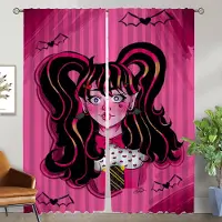Household supplies MH Fönstergardin för Rum 2 Paneler Draculaura Gardiner för Sovrum Heminredning Gardiner Avskärmning Rullgardiner Halloween Dekoration W50xH70cmx2pcs-CL