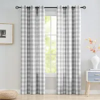 Household supplies MH 2 st klassiska rutiga öljettgardiner med halv mörkläggning, lämpliga för vardagsrum, sovrum, matsalar 101x137cm&Grommet Top