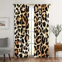 Household supplies MH 2 st Djurtryckta Gardiner, Leopard Ko Tryckt Fönstergardin, Stångficka Draperier för Sovrum Vardagsrum, Kohud Rumsdekor 210x230cm black