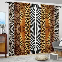 Household supplies MH 2 st Tryckta gardiner i vildlivsstil för heminredning - Stångficka Fönsterbehandling för Sovrum, Kontor, Kök, Vardagsrum och Arbetsrum 52.5cmX116cmX2pcs brown