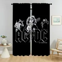 Household supplies MH Partition Rock-ACDCS Mörkläggningsgardin för Rum 2 Paneler Köksgardiner Rullgardiner Heminredningsgardiner Halloweendekoration Barn W50xH70cmx2pcs-CL gray