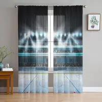 Household supplies MH Ishockeyspelplan Skira gardiner för vardagsrumsdekoration Fönstergardiner för kök Tyll Voile Organza Gardiner W135 x H115cm x1 gray