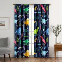 Household supplies MH 2 st Barn Pojkar Fönstergardin, Roligt Dinosauriemönster Tryck Fönstergardin för Pojkar Barn, Barnrumsinredning, Fönsterbehandlingar 150x166cm black