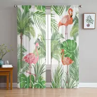 Household supplies MH Nordisk Flamingo Tropiska Blad Grön Skira Gardiner för Vardagsrumsdekoration Fönstergardiner Kök Tyll Voile Gardiner W135 x H115cm x1