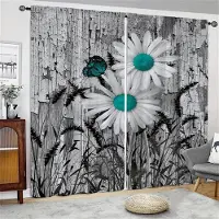 Yiran Furniture Oljemålning Vintage Solrosblomma Fönstergardiner Persienner För Vardagsrum Barnsovrum Badrum Kök Dörr Heminredning 2 st W65X60H(cm)X2Pcs&Grommet Top