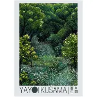 DIMENGQI Japansk Yayoi Kusama-inspirerad Botanisk Tokyo Museum Japandi Färgstark Blommig Canvasmålning Väggkonst för Heminredning 40x60cm