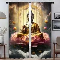 Household supplies MH Indiska Buddha-gardiner för vardagsrumsgardin för rum 2 paneler rullgardiner Halloween-dekoration rumsavdelare heminredningsgardiner W50xH70cmx2pcs-CL