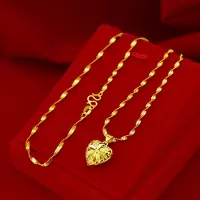 YIRAN Jewelry Halsband i 18k guld för kvinnor, bröllop, förlovning, fina smycken, kärlekshjärta hänge, nyckelbenskedja, choker, bijouterier, födelsedagspresenter 45cm(18inch) red