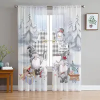 Household supplies MH Gott Nytt År God Jul Gardiner för Sovrum, Polyestergardin för Vardagsrum, 2 Delar, 1x50W60H(CM)&Hook