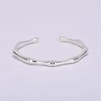 YIRAN Jewelry Ny Koreansk Stil Enkla Mode Kreativa Bambu Armband 925 Sterling Silver Smycken Släta Personlighet Armringar Sl077