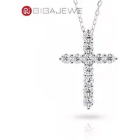 YIRAN Jewelry Julklapp Totalt 1 .1ct 3mmx11 Rundslipad D Vvs1 Moissanit 925 Silver Kristet Religiöst Kors Hängsmycke Halsband 40-45cm