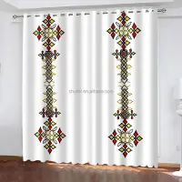 Yiran Furniture Etiopisk Nation of Africa Design Ljusfiltrerande Draperier Fönstergardiner för Vardagsrum Sovrum 2 Delar Dekor 100W160H(CM)40x63in&Hook