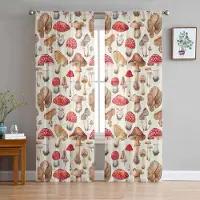 Household supplies MH Svampväxt Retro Skira Gardiner för Vardagsrumsdekoration Fönstergardiner för Kök Tyll Voile Organza Gardiner W135 x H115cm x1