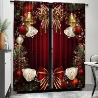 Household supplies MH 2 st Set av Eleganta Julgransgardiner - Lättskött, Halvtransparent Polyester för Sovrumsdekor Hela Säsongen 2x50W160H(CM)40x63in&Grommet Top