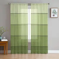 Household supplies MH Grön gradient skira gardiner med träådring för vardagsrumsdekoration Fönstergardiner för kök Tygtyll Voile Organza-gardiner W135 x H115cm x1