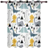Household supplies MH Säljer Rolig Tecknad Barn Söt Dinosaurie Tyg Gardin för Vardagsrum Sovrum Barnrum Förskola 2 Delar W60xH100(CM)x2pcs&Rod Pocket