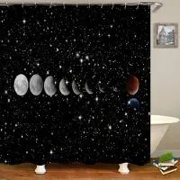 Household supplies MH 3d-tryck Fyr Galax Duschdraperier Natt Stjärnklar Himmel Badrumsgardin Vattentätt Polyestertyg Med Krok Badgardin W90xH180cm