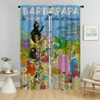 Household supplies MH Les Barbapapas Gardiner för Vardagsrumsgardin Kök Gardiner 2 Delar Avdelnings Tyg för Sovrum Halloween Dekoration Barn W50xH70cmx2pcs-CL